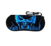 Flame Skeleton Skull Head Cremallera Estuche para anteojos Ligero Estuche portátil con cremallera Estuche blando Estuche deportivo para gafas de sol