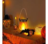 Flame Solar Lantern, ABS 4.5x5 Inch Outdoor Hanging Light | Waterproof Flickering Flame with USB Charging, Patio Garden Yard, Solar Lanterns for Outside | Halloween Decoration