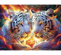 Flame Starry Sky White Tigre Rompecabezas 300 Piezas Cartón para Toda La Familia Bestias fantásticas Juego Compartir Estimulación Cognitiva Regalo Fin De Año Mejor Valorado 300 PCS