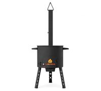 FlameFusion Utschak L - para kazan 16 L fogón de leña con tubo de humos [tamaño a elegir] - para asar y cocinar, cocina al aire libre, plov y pilaf