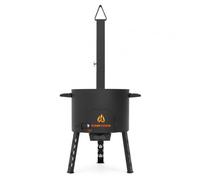 FlameFusion Utschak XL - universal para cualquier kazan fogón de leña con tubo de humos [tamaño a elegir] - para asar y cocinar, cocina al aire libre, plov y pilaf