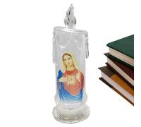 Flameless Candles Lights - Battery Powered Jesus Lamp, Realistic Flickering LED Flame, Creative Christ Tealight with Soft Glow | for Bedroom Prayer Table, Religious Decor, Evening Worship Setting