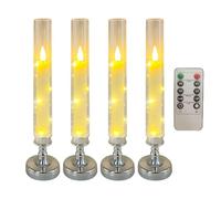 Flameless LED Candles, Electric Candle Lights with Remote Control, Battery Operated Atmosphere Lamps, 4-Piece Decorative Set for Fireplace, Festival, Daily Dining, Wedding, Banquet, and Table Decor