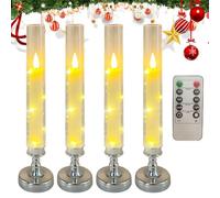 Flameless LED Candles - Electric Candle Lights with Remote Control, Realistic Flickering Decorative Candle Set, Safe Ambient Lighting for Fireplace Dining Table Festival Home Decor 10.04x2.2 inches