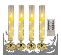 Flameless LED Candles, Remote-Controlled Electric Lights, Realistic Flickering Flame, Decorative Lighting for Fireplace, Wedding, Banquet, Dining Mesas, 10,04 x 2,2 pulgadas