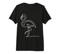 Flamenco Arte Lineal Observador de Aves Camiseta Premium