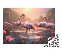 Flamenco Atardecer Rompecabezas Estilo Arte Naturaleza fantasía Bricolaje Cartón 1000 PC 12+, Juego Familia Desafiante, Colores Vibrantes, Decoración Pared 38x26cm/1000pcs