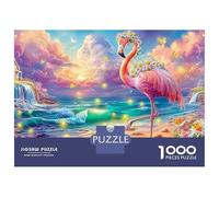 Flamenco Coronado Floral por el Mar Puzzle De 1000 Piezas Flamingo de Fairyland Juguete Educativo para Niños A Partir De 12 Años Y Adultos 38x26cm/1000pcs