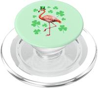 Flamenco de San Patricio con tréboles Duende Sombrero pájaro PopSockets PopGrip para MagSafe