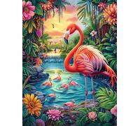 Flamenco en el Bosque mágico Puzzle 300 Piezas Cartón Grueso para Adultos Dibujo Animado de Paisajes de Cuento de Hadas Decoración Única Hogar Noches Juegos En Familia Regalo De Año Nu