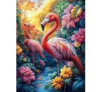 Flamenco en un jardín mágico Puzzle 500 Piezas Cartón Resistente para Parejas Vida Silvestre y Mascotas Noches De Cita Actividad Antiestrés Tiempo Libre Pack Completo Regalo Aniversario 500 PCS