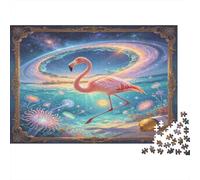 Flamenco Fantasía Puzzle para Adultos Puzzle de 1000 Piezas Cartón Océano Surrealista Universo Relajación Hogar Regalo Decorativo Familiar 52x38cm/1000pcs