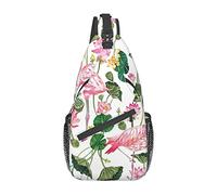 Flamenco pájaro Hojas Redondas Linda Ardilla Alta Capacidad de Almacenamiento Bolso de Pecho diagonalmente Sling Mochila Bandolera Bandolera para Hombres y Mujeres