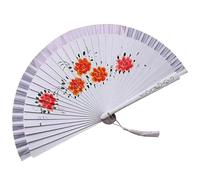 Flamenco Performances Abanico Doble Patrón para Danza Española y Abanico de Seda Plegable Floral