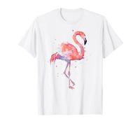 Flamenco Rosa Acuarela pájaro Playa Tropical Obra de Arte Camiseta