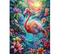 Flamenco rosa en un paraíso tropical Puzzle 1000 Piezas Cartón Grueso Para Adultos Dibujo Animado de Paisajes de Cuento de Hadas Noches Juegos En Familia Antiestrés Regalo Corporativo Calidad Profesio