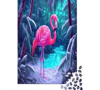 Flamenco Rosa Rompecabezas para Adultos |Arte de fantasía Tropical| De Diversión Familiar 38x26cm/1000pcs