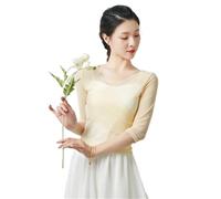 Flamenco Skirt for Women 720 Degree Full Circle Swing Skirt Spanish Dance Costume Adult Flowy Ruffled Layered Skirt for Performances Halloween Party Red Crayon Theme Outfit(Yellow Top_M)