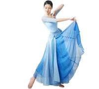 Flamenco Skirt for Women 720 Degree Full Circle Swing Skirt Spanish Dance Costume Adult Flowy Ruffled Layered Skirt for Performances Halloween Party Red Crayon Theme Outfit(Sky blue skirt_L)