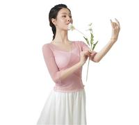 Flamenco Skirt for Women 720 Degree Full Circle Swing Skirt Spanish Dance Costume Adult Flowy Ruffled Layered Skirt for Performances Halloween Party Red Crayon Theme Outfit(Pink Top_L)