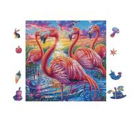 Flamenco Tropical Garden Puzzle 100 Piezas Cartón Grueso para Adultos Decoración Única Hogar Noches Juegos En Familia Regalo De Año Nuevo 28x28cm