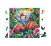 Flamenco Tropical Puzzle 100 Piezas Cartón Resistente para Parejas Noches De Cita Actividad Antiestrés Tiempo Libre Pack Completo Regalo Aniversario 28x28cm