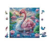 Flamenco y Loto Puzzle 100 Piezas Cartón Resistente para Parejas Noches De Cita para Relajarse para Fiestas Navideñas 28x28cm