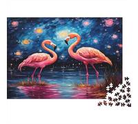 Flamencos Puzzle 1000 Piezas De Cartón Grueso Flamenco Rompecabezas Anti Estrés Adultos para Tiempo De Calidad En Pareja como Regalo Original 38x26cm/1000pcs