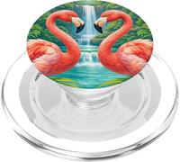 Flamencos Tropicales Cascada Jungle Paradise PopSockets PopGrip para MagSafe