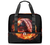 Flames Ball Sport Baseball Sports Duffle Bag for Women Men Boys Kirls, 21 L Weekend Overnight Bags Wet Seperated Tote Bag for Travel Gym Yoga, color, 21L, Organizador de bolsas