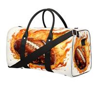 Flames Football America - Bolsa de viaje de fútbol americano para mujeres, hombres, niñas, niños, bolsas de fin de semana para la noche, bolsa de equipaje de cabina de 22.7 L para deportes, gimnasio,