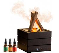 Flames Humidifier Essential Oil Diffuser, Aroma Diffuser(with Essential Oils),280ml Bonfire Flame Humidifier with 6-Color Flame Light, Auto Off, USB Powered for Home & Office (Black)
