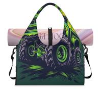 Flames Monster Truck - Bolsa deportiva con compartimento para zapatos, fin de semana, bolsa de equipaje para gimnasio, yoga, viajes, color, L, Bolsa de viaje