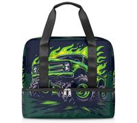 Flames Monster Truck - Bolsa deportiva para mujeres, hombres, niños y niñas, 21 L, para fin de semana, para viajes, gimnasio, yoga, color, Big, Organizador de bolsas