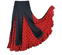 Flamifeel Falda Flamenca Infantil con Lunares Negros (FR/ES, Edad, 12 años, Negro)