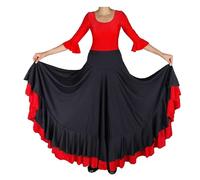 Flamifeel Falda Flamenca Negra/Roja de Calidad para niñas (FR/ES, Edad, 4 años, Regular, Negro/Rojo)