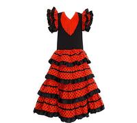 Flamifeel Vestido de Tulipán para Niñas Negro/Rojo - Negro - 4 Años