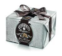 FLAMIGNI, Panettone Artisan Grand Dark con crema pastelera de cacao y gotas de chocolate amargo, glaseado con chocolate y copos de chocolate amargo, paquete de Navidad, 950 gr