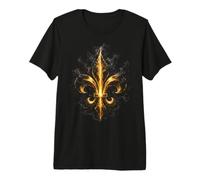 Flaming Fleur-De-LYS Emblema Heráldico Arte Fantasía Camiseta Premium