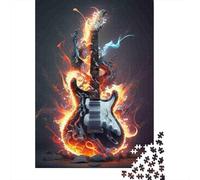 Flaming Guitar Rompecabezas Electric Rock 1000 Piezas Papel Reciclado para Mujeres, Regalos para Hombres Rompecabezas Divertido Regalo Y Actividad En Casa 52x38cm/1000pcs