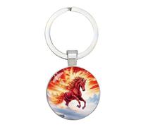 Flaming Horse Keychain - 2D Pattern Jewelry Charm, Bag Ornament, Handbag Accessory | For Wallet Backpack Purse Christmas Party Favors Stocking Gift, Chinese New Year Celebration, Birthday Present
