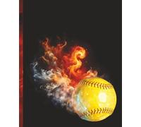 Flaming Hot Smoking Softball Journal: Composition Notebook | 7.5" x 9.25” College Ruled Cool Black Fire Book with 120 Pages for Girls - Kids - Teens | Sports Collection