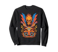 Flaming Skull Guitar Music Design For Kids And Adults Sudadera