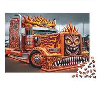 Flaming Truck Art 100% Recycled Cardboard Truck 1000Pc Jigsaw Puzzle Adults Fun Activity for Rainy Days 52x38cm/1000pcs