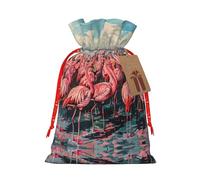 Flamingo - 1 bolsa de material duradero de 4.7 x 6.9 pulgadas con cordón para regalo elegante de Halloween