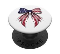 Flamingo Animal 4 de Julio Bandera Americana Patriótica Coqueta PopSockets PopGrip Adhesivo