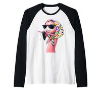 Flamingo Animal Granny Square Crochet Yarn Crochet Lover Camiseta Manga Raglan