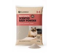 Flamingo Arena higiénica para Gatos Bentonita con Polvos bebés Gránulos Finos Aglutinante 12kg - Origen Canadá - 12KG Dura 12 semanas - Muy Duradero - súper económico