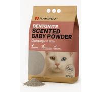 Flamingo Arena higiénica para Gatos Bentonita con Polvos bebés Gránulos Gruesos Aglutinante 12kg - Origen Europa - 12KG Dura 12 semanas - Muy Duradero - súper económico