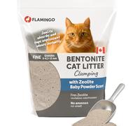 Flamingo Arena para Gatos - Arena aglomerante - Aroma a Talco para bebé - 12L (12KG) para 10 semanas - Origen Canadá - con zeolita Azul para un Control Ultra rápido - Ideal para 1 o Varios Gatos